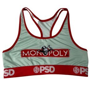 WHERE PSD Monopoly Game Novelty Print Sports Bra Size Large